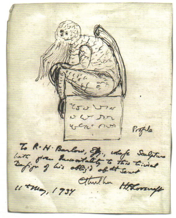 Lovecraft's own sketch of Cthulhu