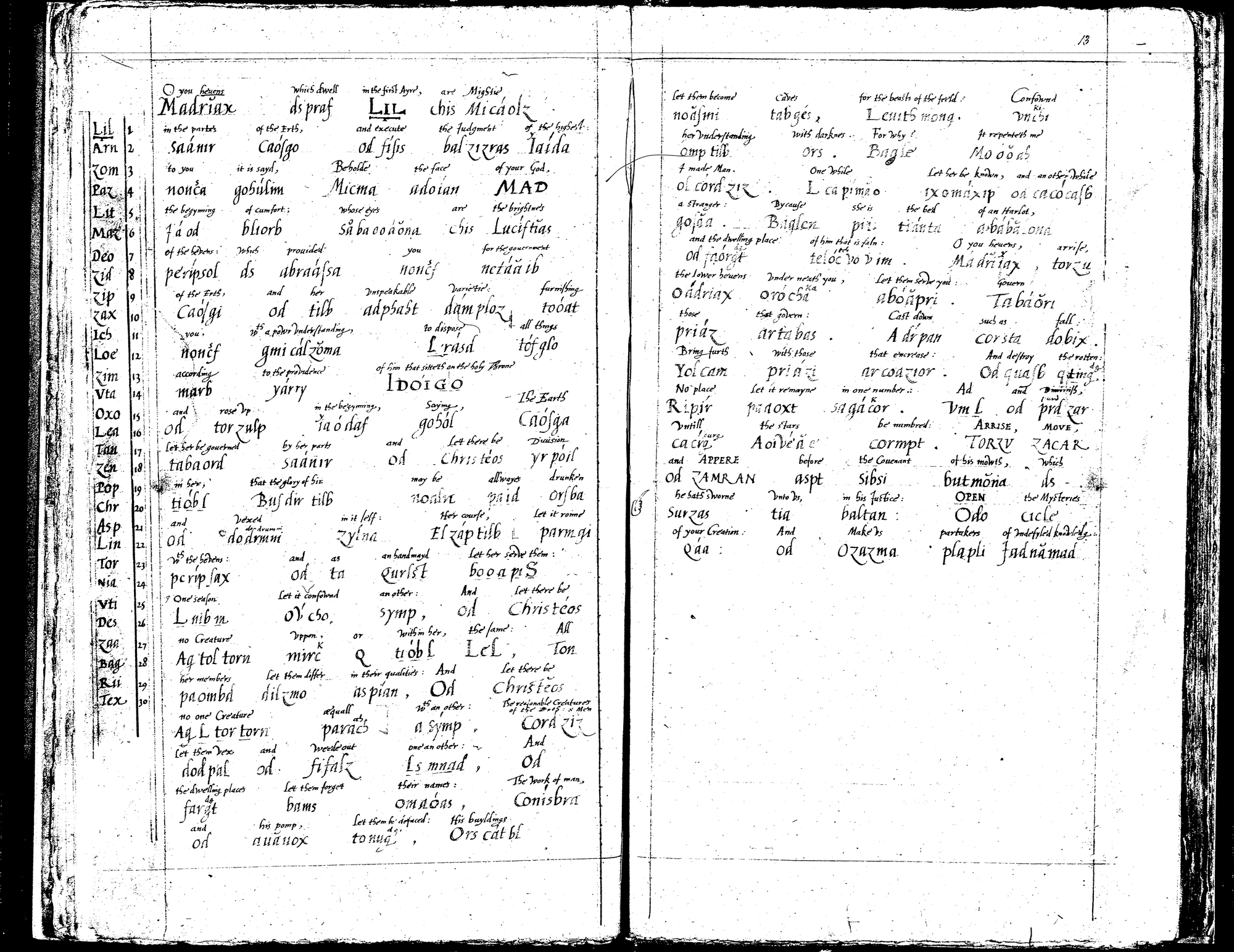 The Nineteenth Key, the Call of the Thirty Aethyrs, in Dee's hand